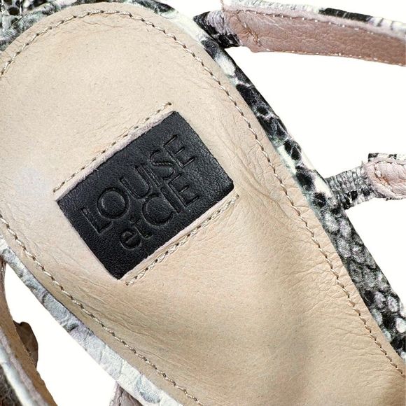 Louise et Cie Lo-Leeba Black & White Antique Snake Print Heeled Sandals - Picture 8 of 12
